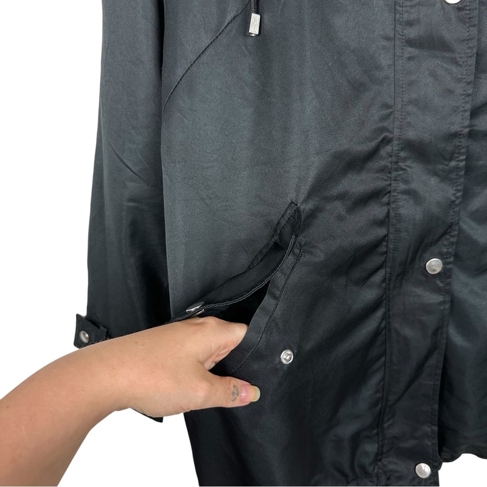 Bella Donna Moda Italiana Hooded Lightweight Full Zip Up Utility Jacket Black - Picture 7 of 13